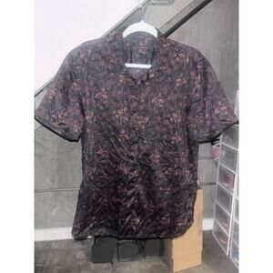 John Varvatos USA Shirt Paisley Button Down Short Sleeve Shirt Size L